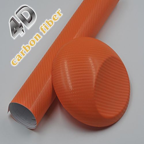 24"X60" (2FTX5FT) Premium Gloss 4D Orange Carbon Fiber Vinyl Wrap Car Sticker Decal Bubble Free With Air Release
