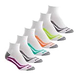 Prince Women's Short Quarter Performance Athletic Socks for Running, Tennis, and Casual Use (Pack of 6) - White, Women's Shoe Size 6-10
