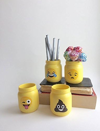 Back to School Supply, Dorm Decor, Mini Planters, Pen Cup Holder, Pencil Cup Holder, Mason Jar decor, Mini succulents planters, gift idea student, gift idea college student, emoji decor