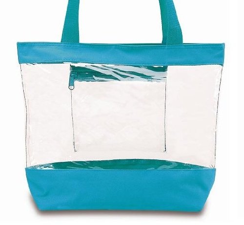 Medium clear tote bag with inside pocket and zipper clo…