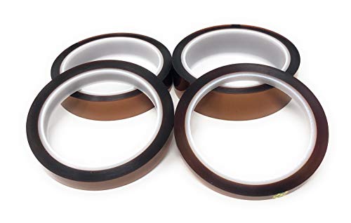 APT, 1 mil Thick Polyimide Adhesive Tape, high Temperature and Heat Tape, for Masking, Soldering, Electrical, 3D Printer. (1/4'',1/2'',3/4'',1'' in One Pack)