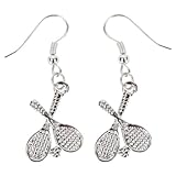 Crossed Tennis Racquet Earrings (Sterling Plated Pewter)