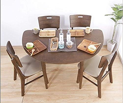 天然木仕様ダイニング5点セット 変形半円テーブル幅130cm シンプル ブラウン Br