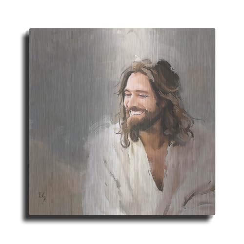 Luxe Metal Art 'Joyful Grace - Smiling Jesus Christ' by Ivan Guaderrama Metal W…