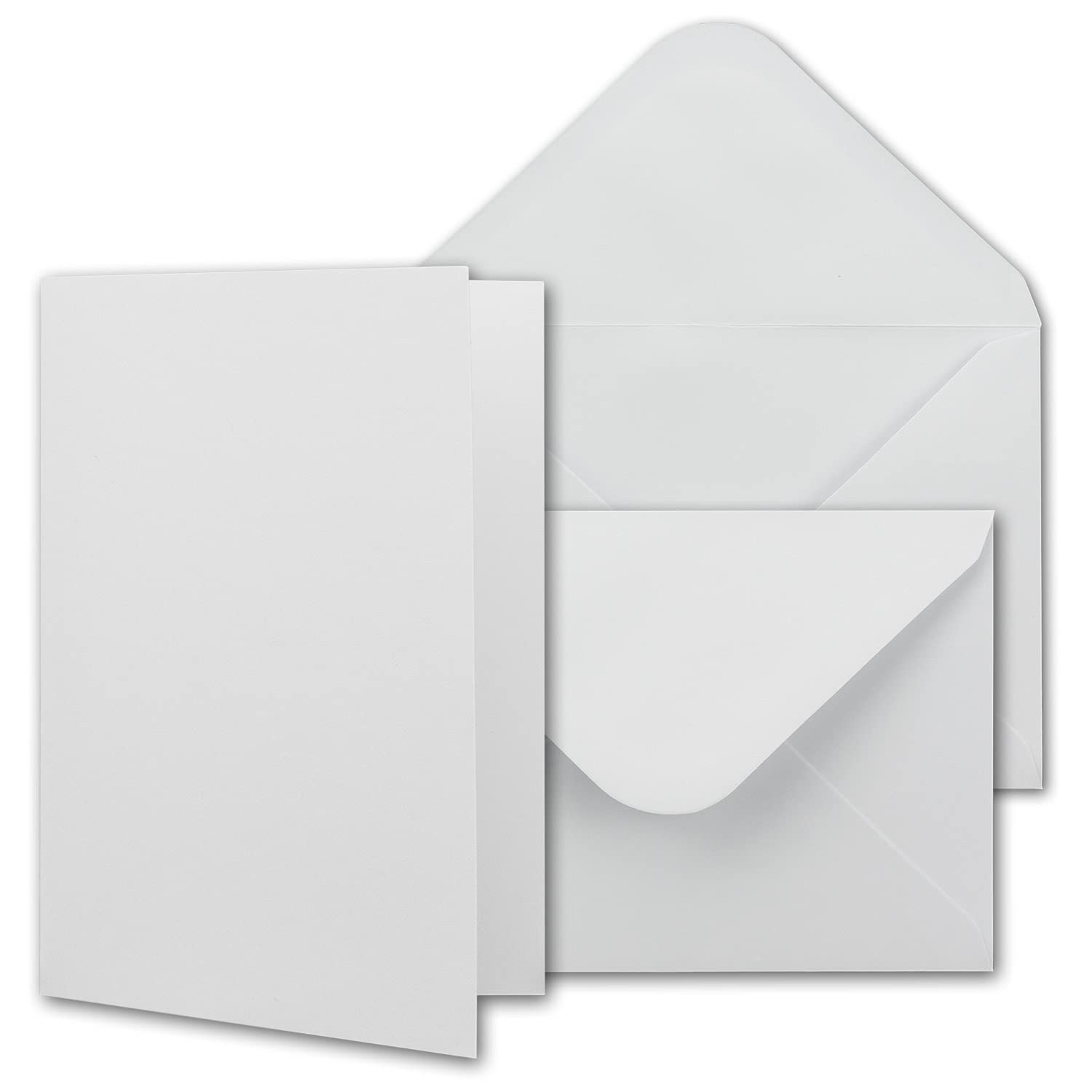 "NEUSER PAPIER double cards DIN A6 including envelopes DIN C6-set of 75 blank invitation cards/folding cards in white for self-design