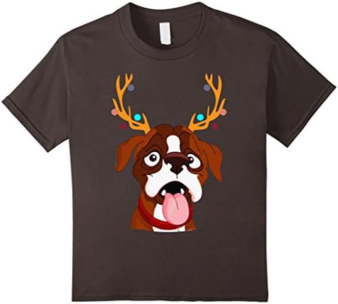 Kids XMAS Funny Boxers with Antlers Christmas T Shirt Xmas Tee 4 Asphalt