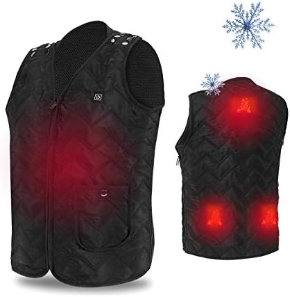 COZIHOMA USB Electric Heated Vest Fleece 2019 Upgrade Carbon Fiber Washable Size Adjustable Charging Heating Vest Clothing for Winter Skiing Hiking Motorcycle Travel Fishing Golf