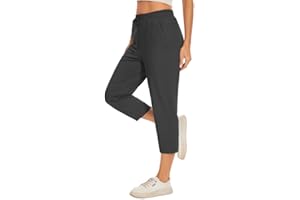Choosefree Women Casual Capris 21" with Deep Zipper Pockets Drawstring Comfy Tapered Sweatpants for Golf Athletic Travel Work