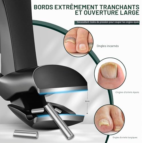 Coupe Ongle à Tête Coudée, Coupe Ongle Pied pour Personnes âgées, Coupe-ongles Professionnel Pour Ongles épais, Grand Coupe Ongles Pieds Avec Récupérateur pour Hommes et Femmes (Noir)