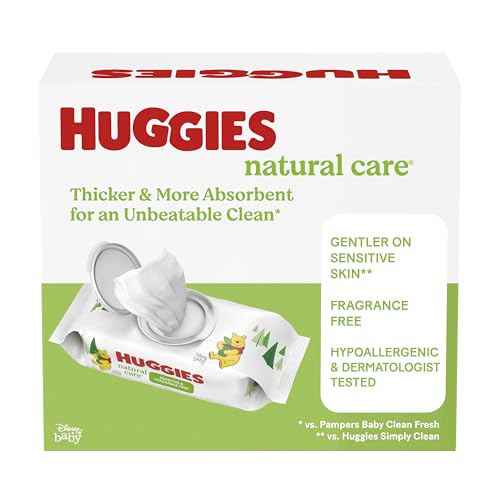 HUGGIES NATURAL CARE SENSITIVE BABY WIPES, HYPOALLERGENIC, 99% PURIFIED WATER, 3 REFILL PACKS (624 WIPES TOTAL)