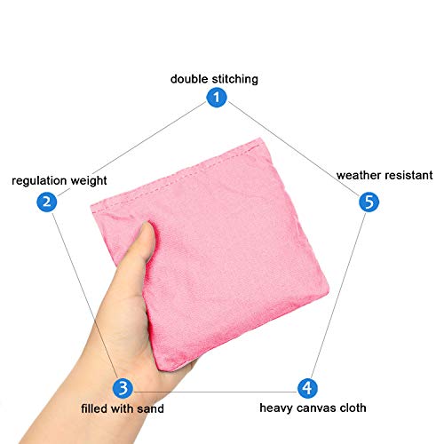 OOFIT Cornhole Bean Bags Set of 8 Weather Resistant for Tossing Corn Hole Game with Carrying Box (Pink, Blue)