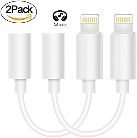 iPhone 7/7Plus Adapter Headphone Jack 2PACK ,GODKONG Lightning to 3.5 mm Headphone Jack Adapter for iPhone 7/7 Plus Accessories (ios 10.3)(White)