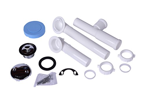Dearborn P8227BG Full Kit, Plastic Tubular - White Uni-Lift Stopper w/ Chrome Finish Trim Zinc Drain Unit, 2 Hole Faceplate