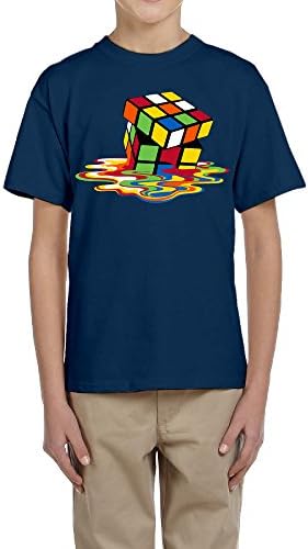HSNSW Melting Cube Boys &amp; Girls Youth Teenager Raglan T-shirt Navy L