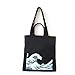 ASAPS Black Printed Vintage Canvas Tote Bag with Handles
