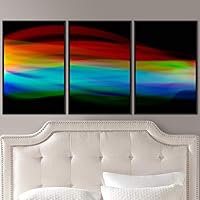 3 Piece Framed Canvas Wall Art Abstract Geometric Lights Mixed Media Canvas Prints Home Artwork Decoration for Living Room,Bedroom - 16