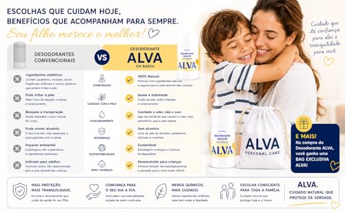 Desodorante natural em barra Camomila 33g e Desodorante cristal natural roll on Laranja Doce 50ml Sem aluminio Kids Infantil Crianças