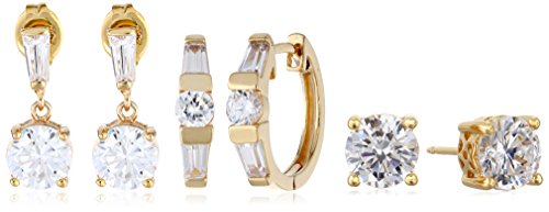 18k yellow gold plated sterling silver cubic zirconia set of thre…