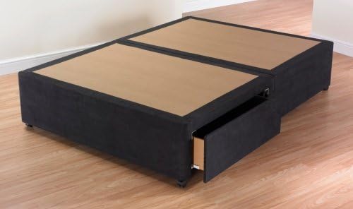 Smartslumber Faux Suede Divan Bed Base With Cubed Headboard - (4ft Small Double, Brown) - Jumbo Drawers โ SS1817
