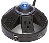 Accell Powramid 6 Outlet Surge Protector with 2x USB Charging Ports, UL Listed, 2.1A USB Output, 6ft Cord, Black