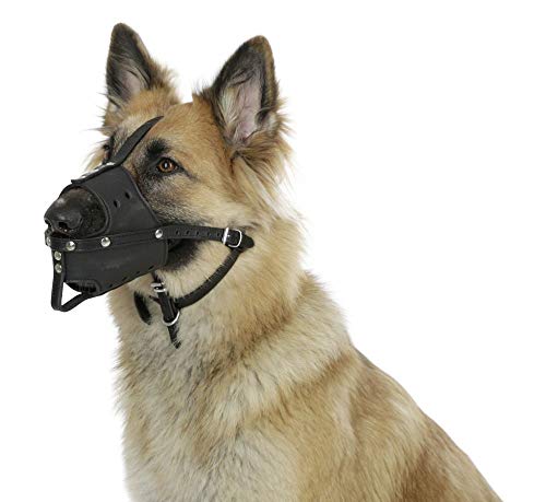 Kerbl Pet Maxi-Pet 80838 Leather Muzzle, Black, U 30 cm, Basket Depth 8.5 cm, L
