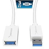 Sabrent 22AWG USB 3.0 Extension Cable - A-Male to A-Female [White] 3 Feet (CB-303W)