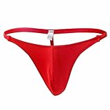 FEESHOW Men's Stretchy G String Thong T Back Underwear Briefs Red One size