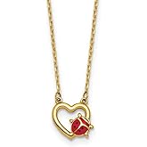 Gem And Harmony 14K Yellow Gold Lady Bug Heart Pendant Necklace (17 inches)