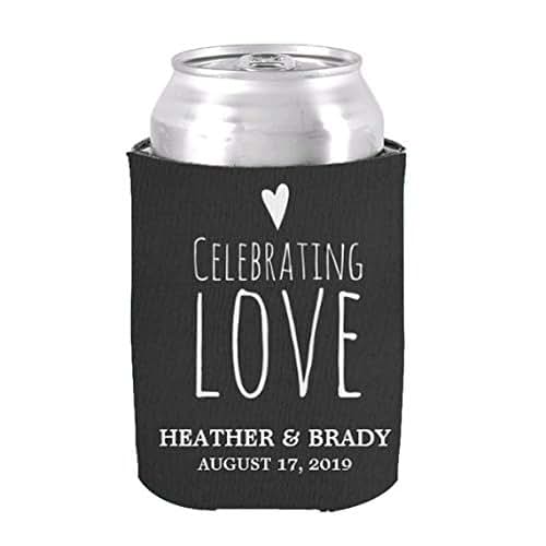 Love Wedding Can Cooler Koozie Personalized Bride and Groom