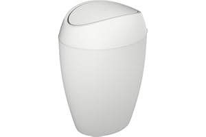 Umbra Twirla Modern Metallic Trash Can with Flipping Lid, 9 L, Metallic White