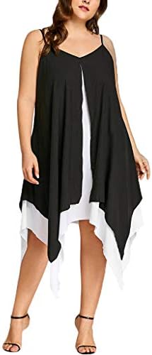 Women Plus Size Sleeveless Chiffon V-Neck Insert Layered High Low Dress