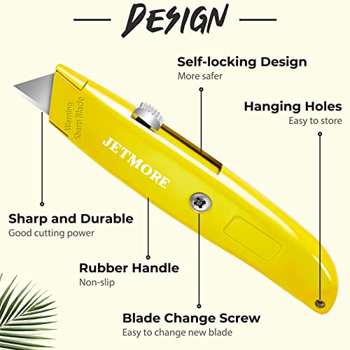 Jetmore 4 Pack Box Cutter Utility Knife, Box Cutter Retractable, Heavy
