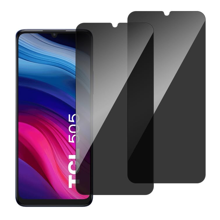 chejuza Privacy Screen Protector for TCL 505/TCL 40 se 4g [2 Pieces], 9H Hardness, Full Coverage Anti Spy Tempered Glass, HD Screen Protector