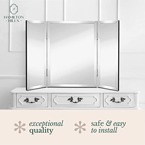 Hamilton Hills 40x40 inch Silver Trifold Mirror Full Length Framed