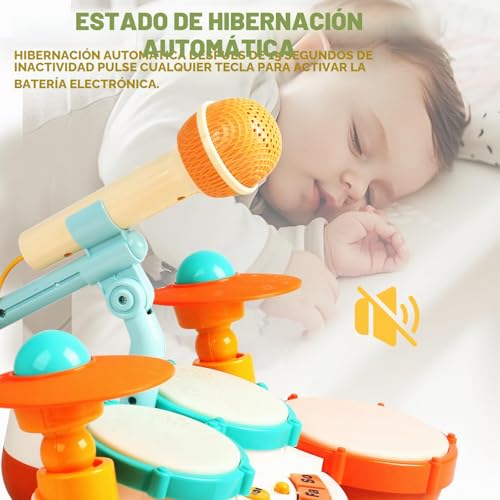 Drum Toys Children 1 Year Drum Children's Gift Baby 1 Year Musical Instruments Children's Battery with Sound Microphone Games for 1 Year Old Children Easter Gift Girl
