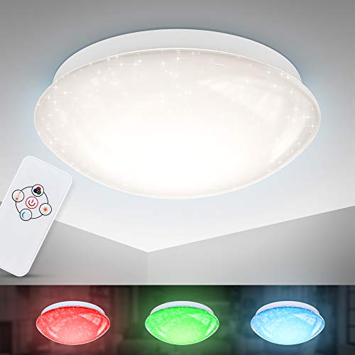 B.K.Licht I Plafondlamp met sterrendecoratie I dimbare plafoniere I sterrenhemel effect I lampen dimbaar I RGB… - Afbeelding 3