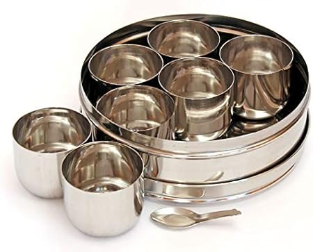 Caja de acero inoxidable para especias Masala, caja de especias de acero inoxidable, caja de especias de acero inoxidable, caja de especias indias, especias de cocina, especias para chefs: Amazon.es: Hogar