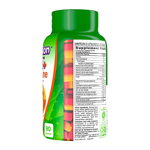 VITAFUSION MULTI+ IMMUNE SUPPORT* – 2-IN-1 BENEFITS & FLAVORS – ADULT GUMMY VITAMINS WITH VITAMIN C, ZINC, DAILY MULTIVITAMINS, 90 COUNT