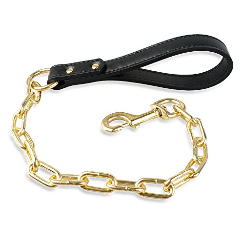Berry Pet Black Leather with Golden Spikes Studded Medium & Large Dog Collar & Leash & Harness 3 Pcs Set for Pitbull Boxer, Black 17-20" - Thumbnail 4