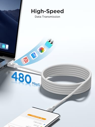 Aioneus Type C Cable 2M USB C Cable Nylon Braided USB C Cord Fast Charging USB to Type C for iPhone 17 16 15 Pro Max Air, Galaxy S25 S24, iPad, MacBook Pro, Switch, Huawei, PS5, etc