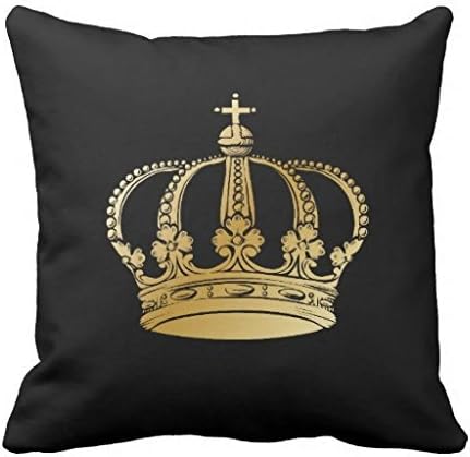 Black Gold Vintage Crown Throw cushion cover case 18*18