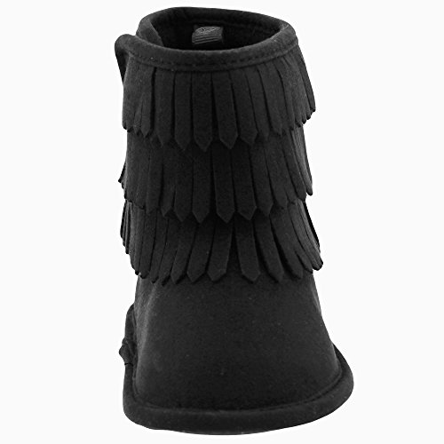 First Steps Fringe Moccasin Baby Girl Boots Microfiber Soft Sole Booties Black 4