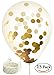 Twerp 15 Gold Confetti Balloons | 12 Inch Party Balloons With Gold Foil (NOT PAPER) Confetti Dots | BONUS! Includes 5 White/Gold Strings | Pre-Filled with Confetti | Perfect Party Decoration