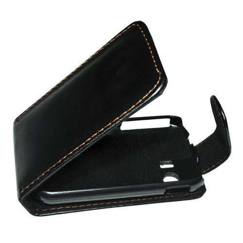 Mobilfunk Krause - Flip Case Etui Handytasche Tasche Hülle für Samsung GT-S5360 / S5360 (Schwarz)