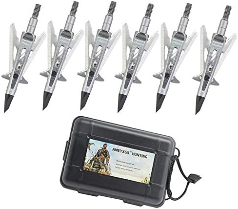 Sharrow 二つ刃 矢じり アーチェリー矢 矢印 メタル製アロー ネジポイント 魚釣り 練習 狩猟 汎用弓具 収納箱を含む 6個入