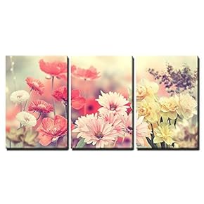 Variation of Colorful Spring Flowers x3 Panels
