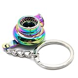 Waterwood Creative Auto Parts Models Spinning Turbo Turbocharger Keychain Key Chain Ring-Rainbow with Cleaning Cloth