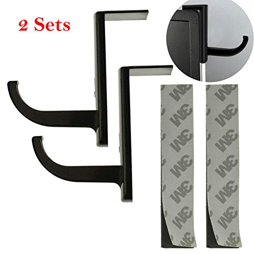 Akak Store 2 Pcs Black Headphone Headset Hanger Monitor Stand Holder Headset Stick-on Hook for Home and Office