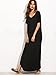MakeMeChic Women's Boho Maxi Short Sleeve Split Pockets Tie Dye Long Dress Black Solid L