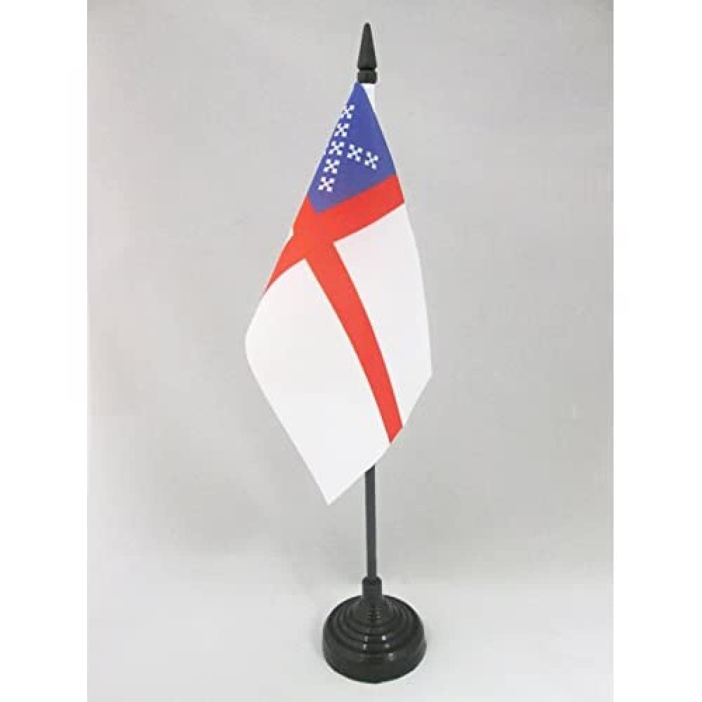 AZ FLAG - Episcopalian Table Flag 4'' x 6'' - Episcopal Movement Office Mini Banner 100% Polyester 15 x 10 cm - Mini Desk Flag with 10'' Pole and Black Plastic Base